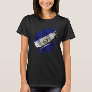Proud Salvadorian Root Torn Ripped Salvadoria Flag T-Shirt