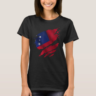 Proud Samoan Root Torn Ripped Samoa Flag T-Shirt