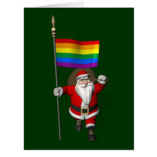 Proud Santa Claus With Rainbow Flag