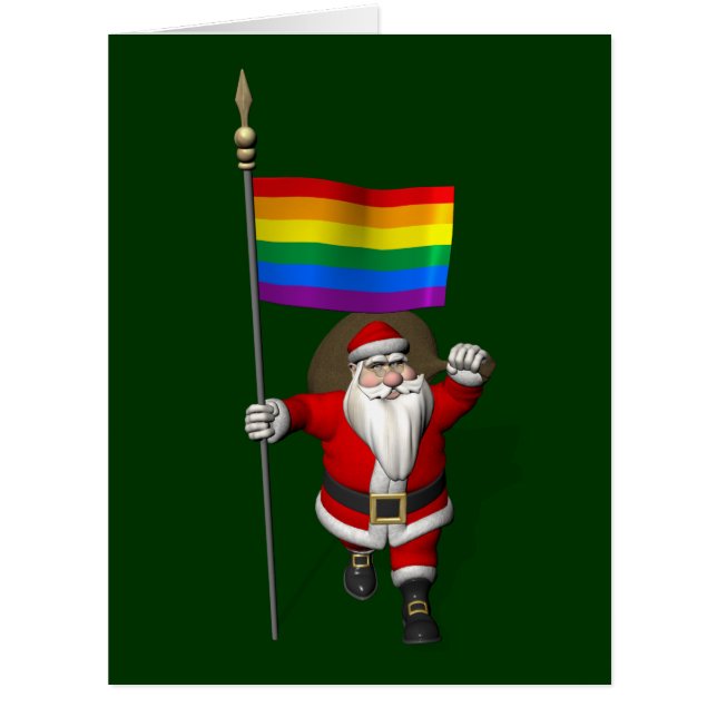 Proud Santa Claus With Rainbow Flag (Front)
