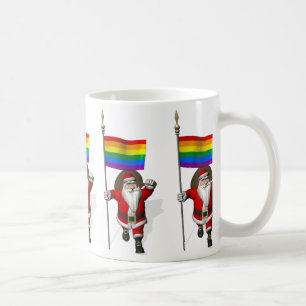 Proud Santa Claus With Rainbow Flag Coffee Mug