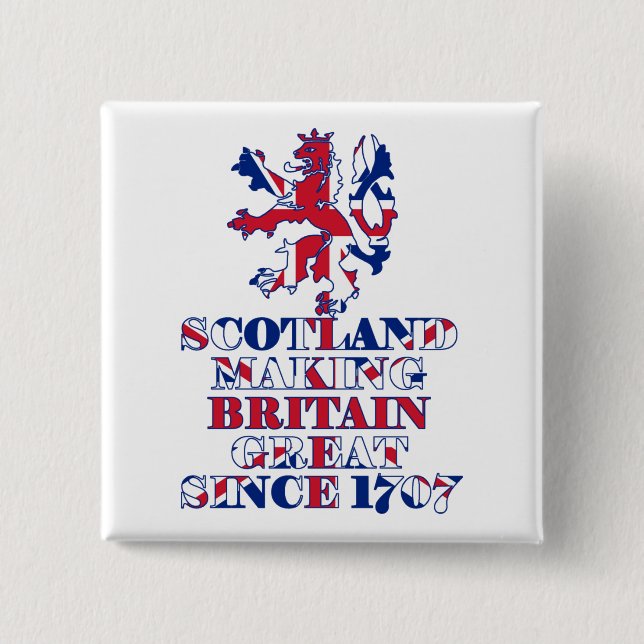 Proud Scottish and British 2 Inch Square Button (Front)