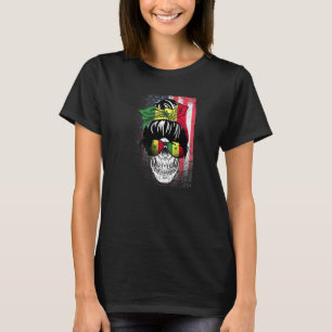 Proud Senegalese Senegal American flag messy hair  T-Shirt