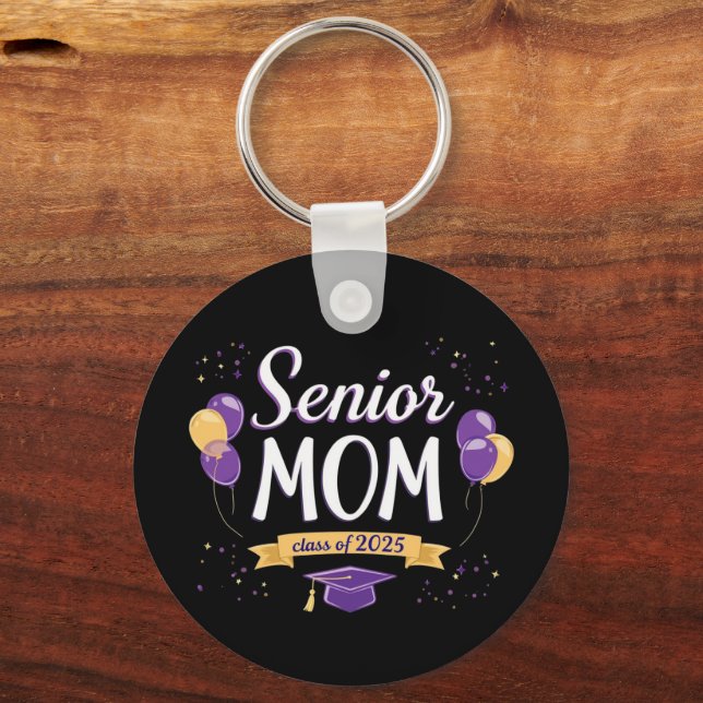 Proud Senior Mom Class of 2025 Customizable  Keychain (Front)