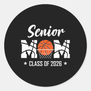 Proud Senior Sketll Mom 2026 Graduation Classic Round Sticker
