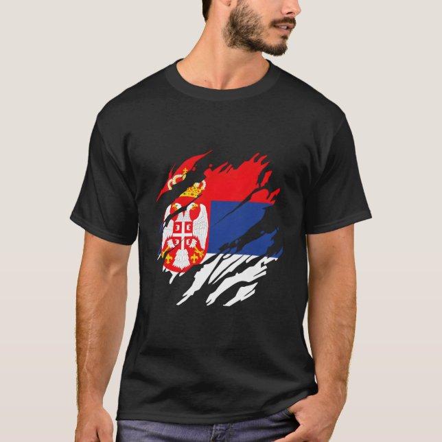 Proud Serbian Flag Fans Serbia T-Shirt (Front)