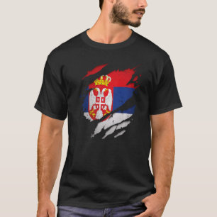 Proud Serbian Torn Ripped Serbia Flag T-Shirt