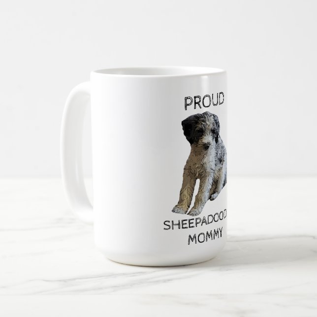 Proud Sheepadoodle Mommy Coffee Mug (Front Left)