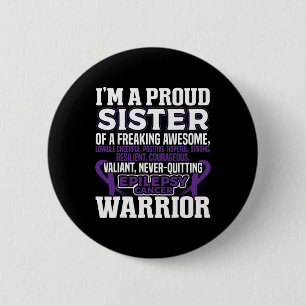 Proud Sister Epilepsy Awareness Women Purple Ribbo 2 Inch Round Button