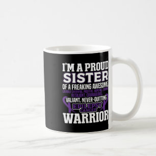 Proud Sister Epilepsy Awareness Women Purple Ribbo Coffee Mug