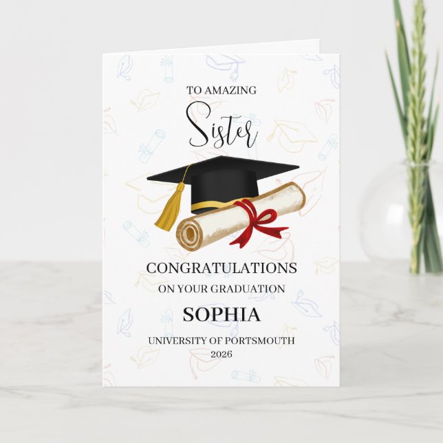 Proud Sister Graduation Personalized Card (Front)