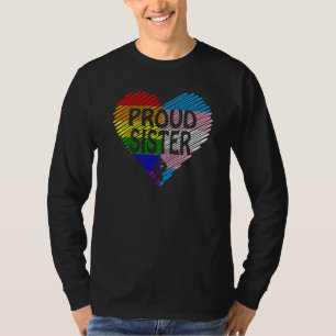 Proud Sister Lgbt With Rainbow And Transgender Fla T-Shirt