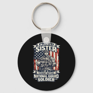 Proud sister national guard soldier military keychain