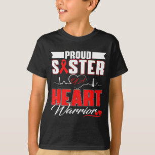 Proud Sister Of A Heart Warrior Heart Disease Awar T-Shirt