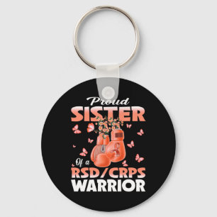 Proud Sister Of A Rsd Crps Warrior Awareness Boxin Keychain