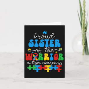 Proud Sister Of A Warrior Autism Awareness Puzzle Card
