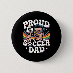 Proud Soccer Dad Cheerful Fan For Fathers _3 2 Inch Round Button