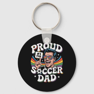 Proud Soccer Dad Cheerful Fan For Fathers _3 Keychain