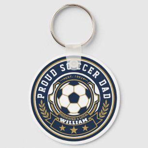 Proud Soccer Dad With Custom Name & Est. Year Keychain