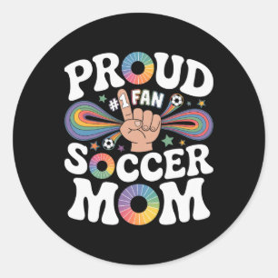 Proud Soccer Mom Cheerful Fan Support For Moms Classic Round Sticker