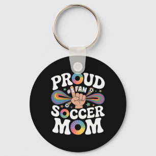 Proud Soccer Mom Cheerful Fan Support For Moms Keychain