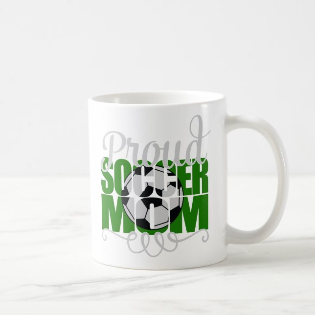 Proud Soccer Mom in Green Coffee Mug (Right)