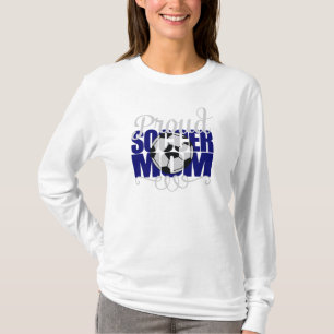 Proud Soccer Mom with Blue letters T-Shirt