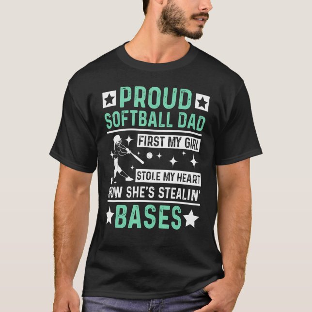 Proud Softball Dad With Daughter Softball Fathers  T-Shirt (Front)