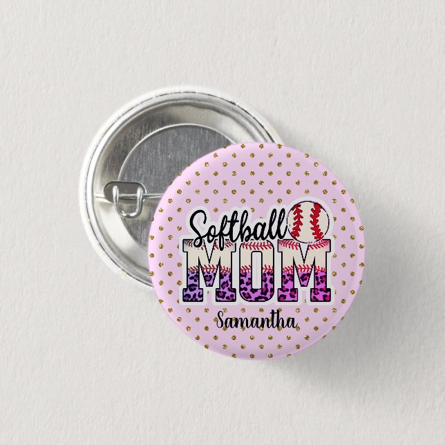 Proud Softball Mom Life 1 Inch Round Button (Front & Back)