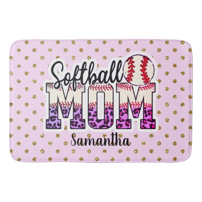 Proud Softball Mom Life Bath Mat (Front)