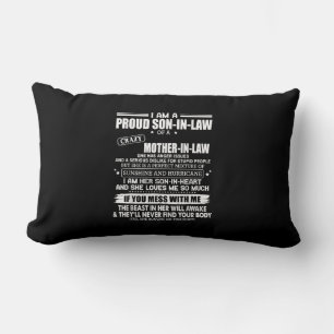 Proud Son Of A Crazy Mother In Law Gift Son Mom Lumbar Pillow