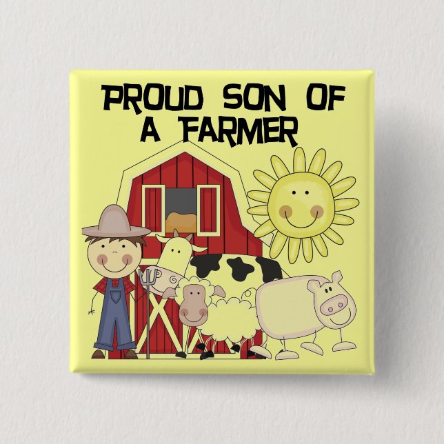 Proud Son of a Farmer Tshirts and Gifts 2 Inch Square Button (Front)