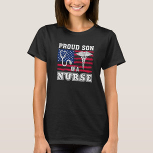 Proud Son Of A Nurse Scrub Heart Stethoscope Rn Nu T-Shirt