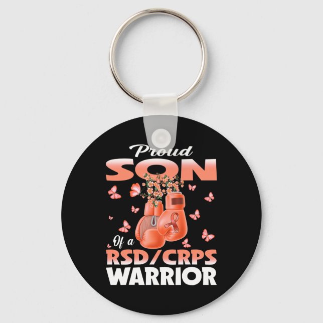 Proud Son Of A Rsd Crps Warrior Awareness Boxing G Keychain (Front)