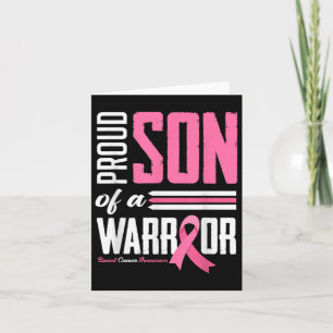 Proud Son Of A Warrior Mom Breast Cancer Awareness Card