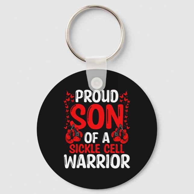 Proud Son Of Sickle Cell Disease Warrior Awareness Keychain (Front)