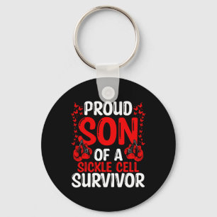 Proud Son Of Sickle Cell Survivor Awareness Ribbon Keychain