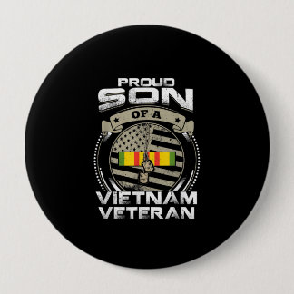 Proud Son of Vietnam Veteran American Flag Fathers 4 Inch Round Button