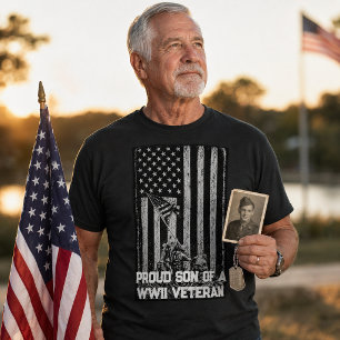 Proud Son Of WW2 Vet American Flag T-Shirt