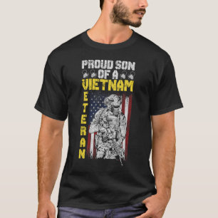 Proud Son US Army Vietnam Veteran USA Flag T-Shirt