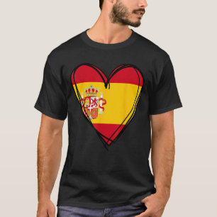 Proud Spanish Boy Girl Aunt Dad Mom Spain Flag Hea T-Shirt