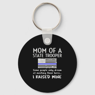Proud State Trooper Mom Mother Thin Blue Line Amer Keychain