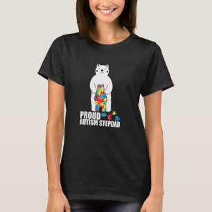 Proud Stepdad Bear Autism Awareness Love Autistic T-Shirt