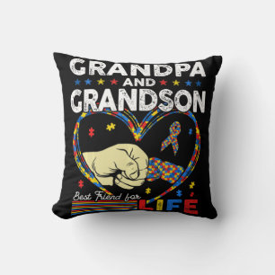 Proud Support Autism Grandpa And Grandson Autism A Throw Pillow