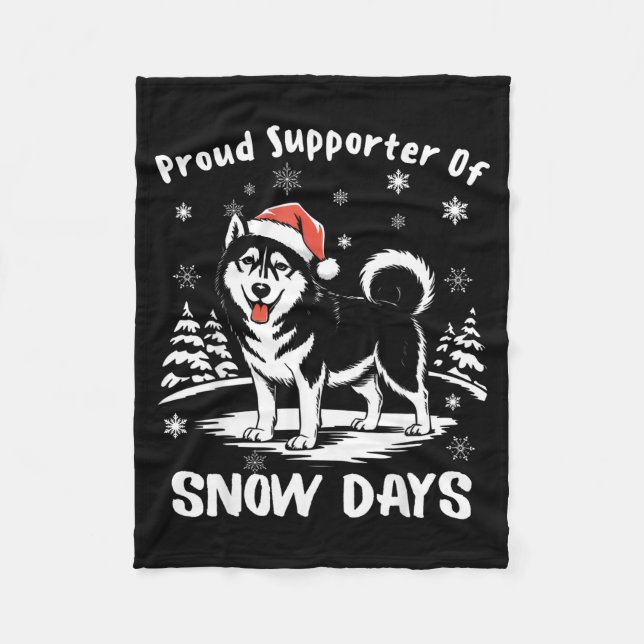 Proud Suprter Of Snow Days Cute Winter Snowflake F Fleece Blanket (Front)