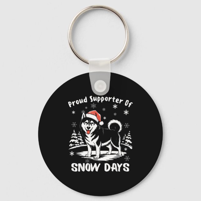 Proud Suprter Of Snow Days Cute Winter Snowflake F Keychain (Front)