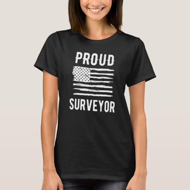 Proud Surveyor Profession American Flag Premium T-Shirt (Front)