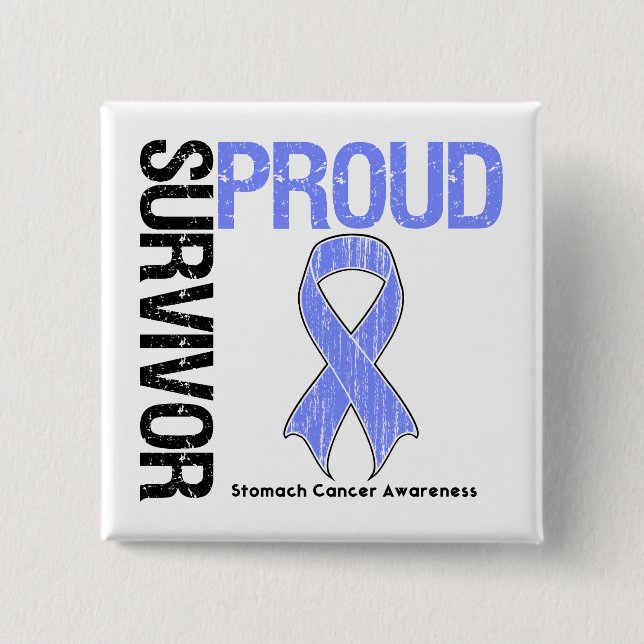 Proud Survivor - Stomach Cancer 2 Inch Square Button (Front)
