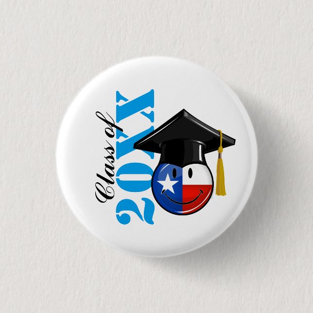 Proud Texas Graduate Smiling Flag 1 Inch Round Button (Front)