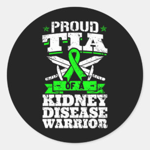 Proud Tia Of A Kidney Disease Warrior Renal Awaren Classic Round Sticker